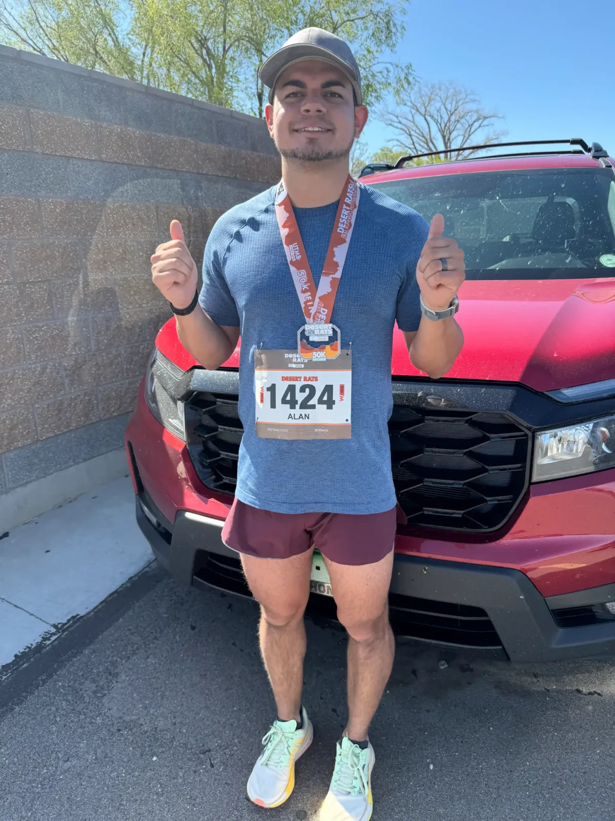 Alan Rosales after completing the Desert Rats 50K ultramarathon